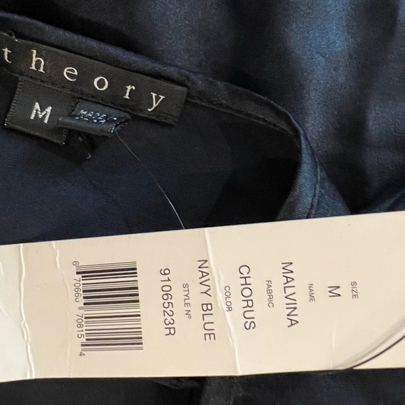 THEORY new with tags, silk ‘malvina’ halter top, size M. Navy blue - Picture 9 of 9